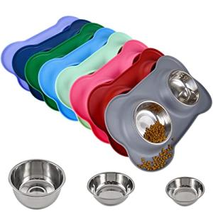 Juqiboom Stainless Steel Dog Bowls with Silicone Mat