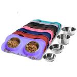 Dog Bowls Set with Non-Skid Mat and Scoop
