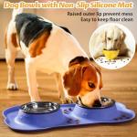 Dog Bowls Set with Non-Skid Mat and Scoop