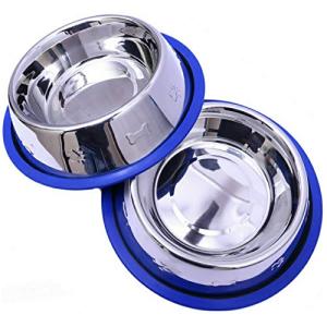 2 Pack Etched Stainless Steel Dog Bowls