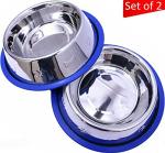 2 Pack Etched Stainless Steel Dog Bowls
