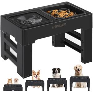 URPOWER Adjustable Elevated Slow Feeder Dog Bowls