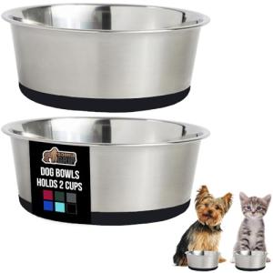 Heavy Duty Stainless Steel Dog Bowls - Set of 2