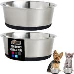 Heavy Duty Stainless Steel Dog Bowls - Set of 2