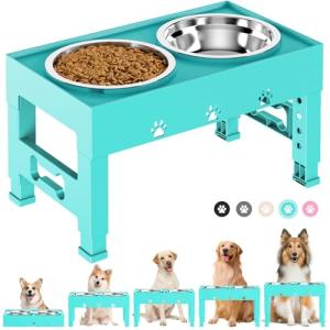 Adjustable Elevated Dog Bowls with Stainless Steel Set