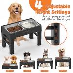 Adjustable Elevated Dog Bowls with Stainless Steel Bowls
