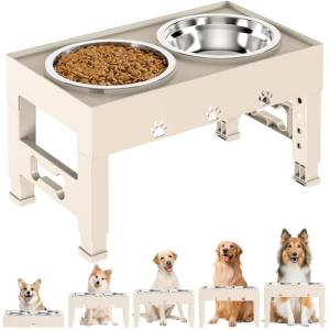 Adjustable Elevated Dog Bowls with Stainless Steel Set