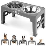 Adjustable Elevated Dog Bowls with Stainless Steel Dishes