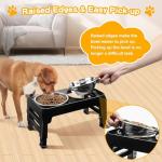 Adjustable Elevated Dog Bowls with Stainless Steel Bowls