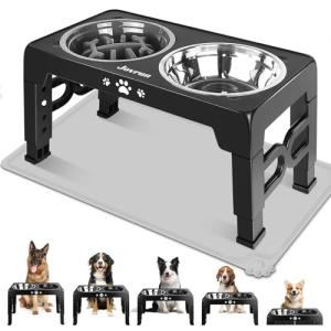 Adjustable Elevated Dog Bowl Set with Stainless Steel Dishes