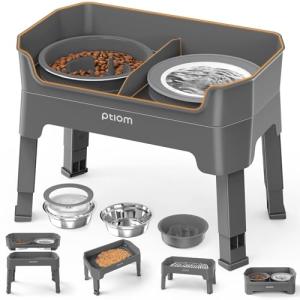 Adjustable Elevated 4-in-1 Slow Feeder Dog Bowls