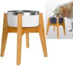 Adjustable Bamboo Dog Bowl Stand for Large Breeds
