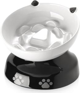 Y YHY Ceramic Elevated Slow Feeder Dog Bowl