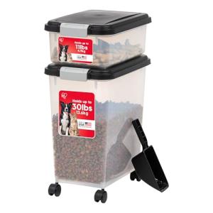 Dog Food Storage Container with Scoop and Wheels