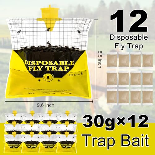 Outdoor Hanging Fly Traps with Natural Pre-Baited Design