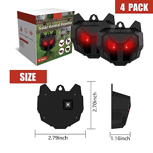 4-Pack Solar Red LED Animal Repeller Lights