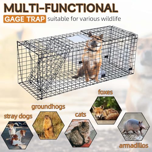 Heavy-Duty Live Animal Trap with Gloves, 50"x20"x26