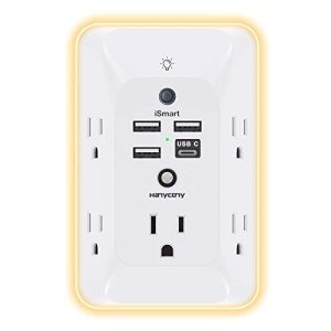Night Light Outlet Extender with USB Charging Ports