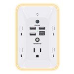 Night Light Outlet Extender with USB Charging Ports