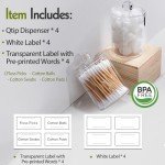 4 Pack Clear Acrylic Qtip Holder Dispenser Set