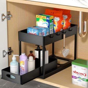 2-Tier Under Sink Organizer Basket - Black