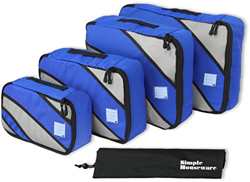 Travel Organizer Set: 4 Packing Cubes in Blue