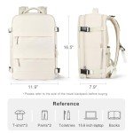 coofay Beige Travel Backpack For Women Men Airline Approved Personal Item Carry On Flight Approved Waterproof Backpack For Traveling On Airplane Weekender Travel Bag