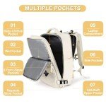 coofay Beige Travel Backpack For Women Men Airline Approved Personal Item Carry On Flight Approved Waterproof Backpack For Traveling On Airplane Weekender Travel Bag
