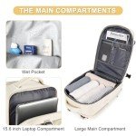 coofay Beige Travel Backpack For Women Men Airline Approved Personal Item Carry On Flight Approved Waterproof Backpack For Traveling On Airplane Weekender Travel Bag