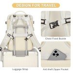 coofay Beige Travel Backpack For Women Men Airline Approved Personal Item Carry On Flight Approved Waterproof Backpack For Traveling On Airplane Weekender Travel Bag