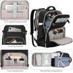 KROSIAS Travel Backpack for Women, Carry On Backpack for Airplanes Flight Approved, Waterproof Large Weekender Overnight Bag Fit 17 Inch Laptop with USB Charging Port, Black