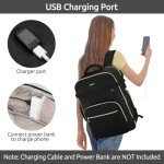 KROSIAS Travel Backpack for Women, Carry On Backpack for Airplanes Flight Approved, Waterproof Large Weekender Overnight Bag Fit 17 Inch Laptop with USB Charging Port, Black