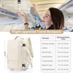 Rinlist Travel Backpack for Men Women, Airline Approved Carry-on Backpack Luggage, Personal Item Backpack Bag, Large Gym Work Backpack, Beige