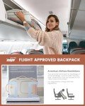 LOVEVOOK Travel Backpack For Women, 40L Carry On Backpack Flight Approved, TSA Personal Item Travel Bag Fits 17 Inch Laptop, Business Weekender Overnight Waterproof Daypack With 2 Cubes, Grey-Pink