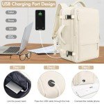 Rinlist Travel Backpack for Men Women, Airline Approved Carry-on Backpack Luggage, Personal Item Backpack Bag, Large Gym Work Backpack, Beige