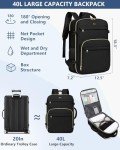 Carry On Women Travel Backpack: TSA Flight Approved Personal Item Backpacks Large 40L Waterproof Luggage Suitcase Backpack Fit 17 Inch Laptop Weekender Overnight Traveling Bag with USB Charge Black