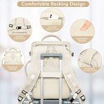 Rinlist Travel Backpack for Men Women, Airline Approved Carry-on Backpack Luggage, Personal Item Backpack Bag, Large Gym Work Backpack, Beige