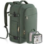 Rinlist Carry on Backpack, Flight-approved Backpack for Traveling, 40L Personal Item Travel Backpack, Peacock Green