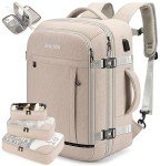 BAGODI Carry On Backpack for Men Women,42L Flight Approved Travel Backpack with 4 Packing cubes,Expandable Water-resistant 17Inch Laptop Backpack,Casual Daypack Businless Weekend Hiking