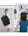 Carry On Women Travel Backpack: TSA Flight Approved Personal Item Backpacks Large 40L Waterproof Luggage Suitcase Backpack Fit 17 Inch Laptop Weekender Overnight Traveling Bag with USB Charge Black