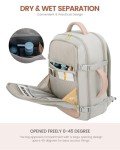 LOVEVOOK Travel Backpack For Women, 40L Carry On Backpack Flight Approved, TSA Personal Item Travel Bag Fits 17 Inch Laptop, Business Weekender Overnight Waterproof Daypack With 2 Cubes, Grey-Pink