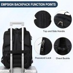 EMPSIGN Travel Backpack for Women, Large Carry On Backpack Airline Approved Personal Item, 17 inch TSA Friendly Laptop Backpack with USB Port, Casual Daypack for Weekender Business Hiking, Black