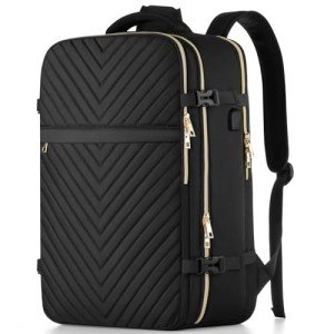 WINDARS Travel Backpack for Women, Flight Approved Carry On Backpack for Airplanes, Large 40L Suitcase Backpacks Lightweight Luggage Bags Fit 17 Inch Laptop, Black