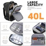 WINDARS Travel Backpack for Women, Flight Approved Carry On Backpack for Airplanes, Large 40L Suitcase Backpacks Lightweight Luggage Bags Fit 17 Inch Laptop, Black