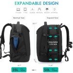 TANGCORLE Travel Carry on Backpack 50L Expandable Flight Approved Backpacks 17.3 inch Laptop and USB Charging Port bags Water Resistant Business Back Pack for Women & Men