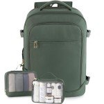 Rinlist Carry on Backpack, Flight-approved Backpack for Traveling, 40L Personal Item Travel Backpack, Peacock Green