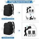 ZOMFELT Travel Backpack for Women Men, Carry on Backpack, TSA 15.6 inch Laptop Backpack Flight Approved, Personal Item Travel Bag Nurse Bag Casual Daypack for School Weekender Business Trip, Black