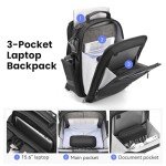 CROSSGEAR Business Laptop Backpack for Men Women, 20L Large Bookbag Travel TSA Approved Carry on Backpack Waterproof Casual Daypack 15.6" Professional Computer Bag with Thicker Compartments, Black
