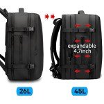 BANGE 45L Men's Expandable Travel Backpack, Men's Laptop Backpack for 17.3Inch Laptop, Carry On Backpack Fits Under Seat Airline Approved, Personal Item Travel Bag for Men…