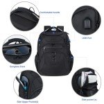 KROSER TSA Friendly Travel Laptop Backpack 18.4 inch XXXL Gaming Backpack Water-Repellent College Daypack Business Backpack with RFID Pockets & USB Port for Men/Women-Black